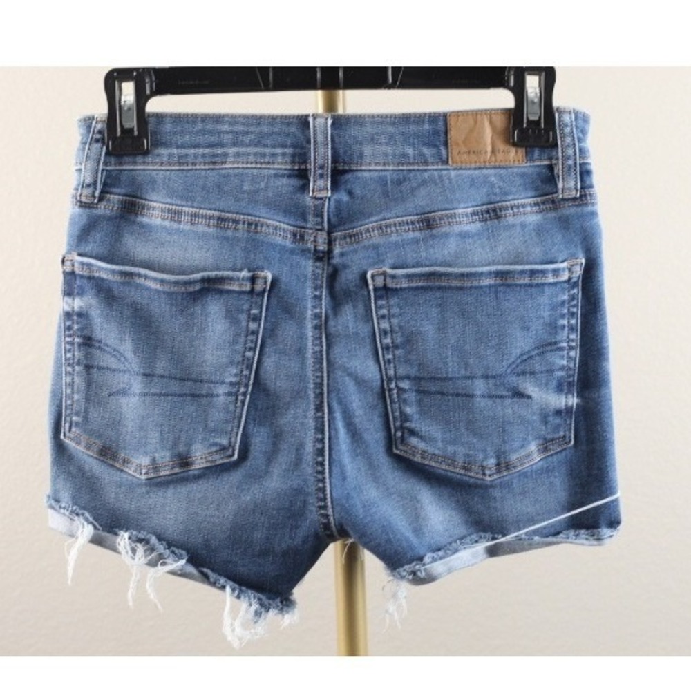 American Eagle Next Level Stretch High-Rise Shortie Denim Shorts Blue Size 0 - Picture 2 of 5